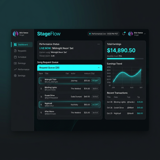 Tip&Show Dashboard — La plataforma para músicos en vivo
